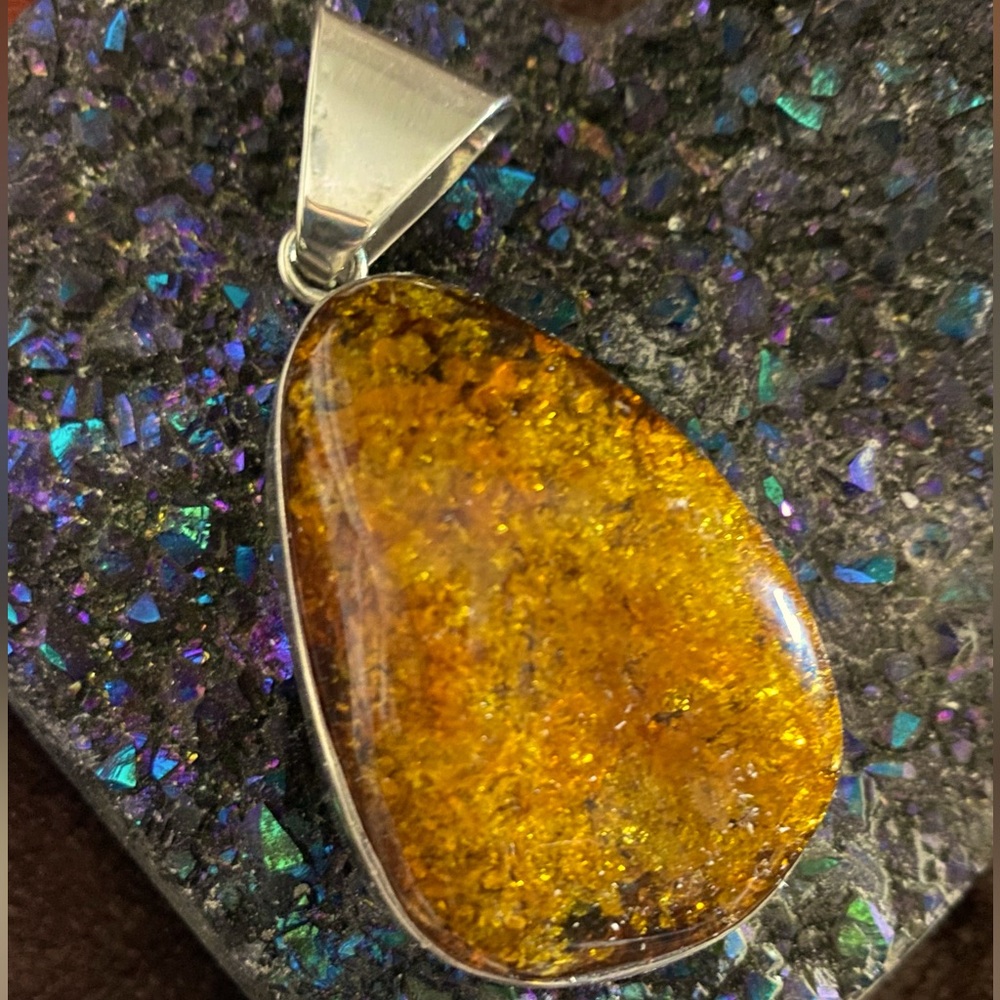 Rare Baltic Amber Pendant 925 Sterling Silver